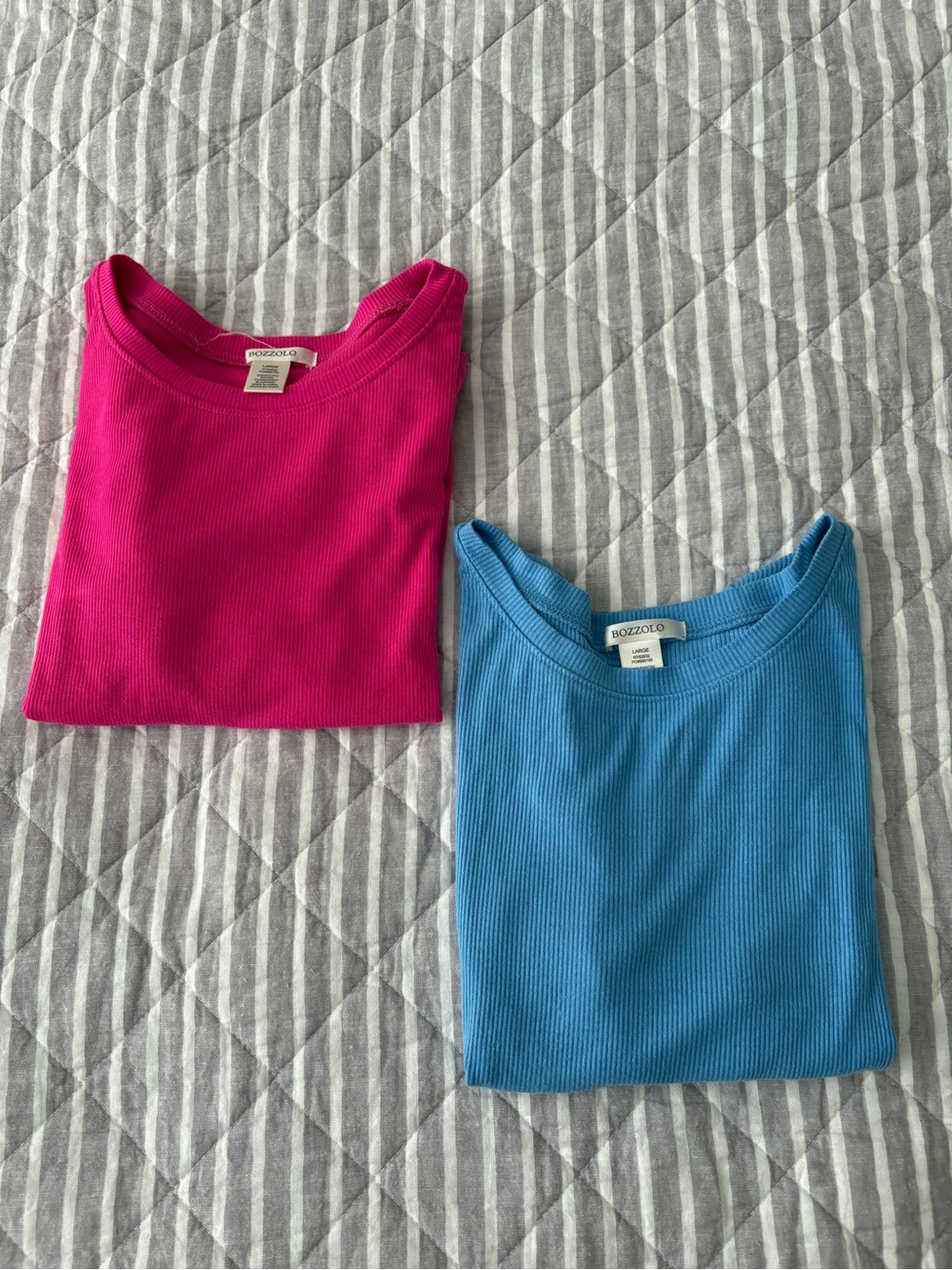 Bozzolo Ribbed Tee Pair- Pink and Blue